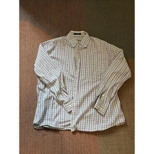 Alan Flusser Dress Shirt Mens XL Long Sleeve Plaid Button Down - Green, Pink